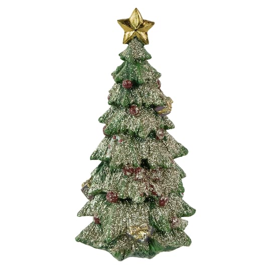 6.75" Glittered Berries & Bows Decoration Tabletop Christmas Tree